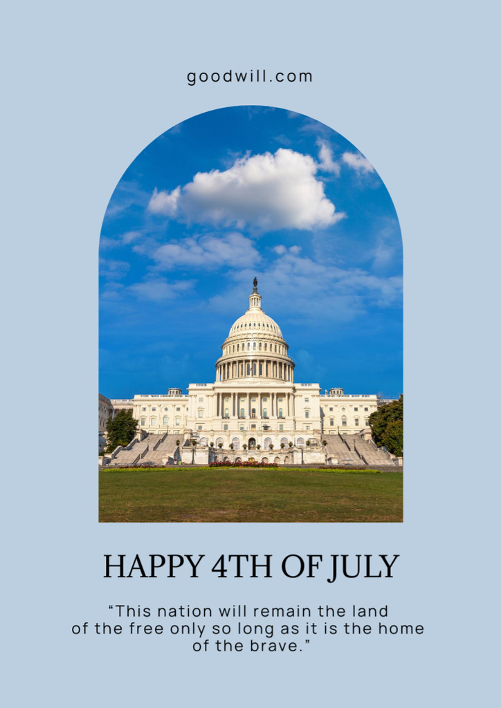 USA Independence Day Celebration Announcement with Capitol Poster A3 Design Template
