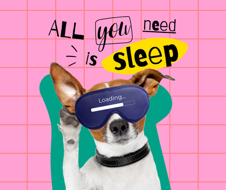 Funny Cute Dog in Sleep Eye Mask Facebook tervezősablon