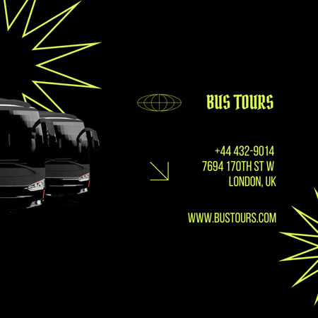 Bus Travel Tour Announcement Square 65x65mm tervezősablon