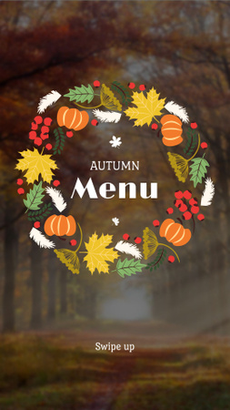 Thanksgiving Menu Offer with Autumn Forest Instagram Story Design Template