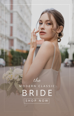 Designvorlage Hochzeits-Shop-Anzeige mit wunderbarer Braut für IGTV Cover