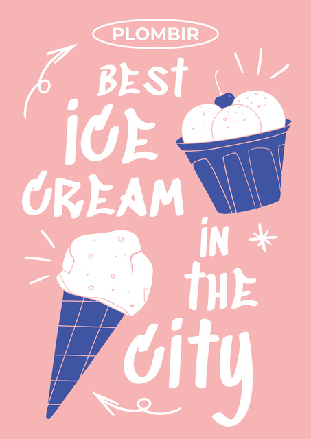 Yummy Ice Cream Ad in Pink Poster Modelo de Design