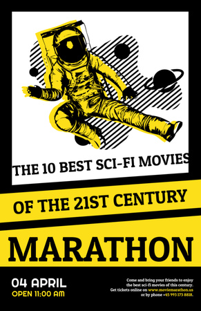Space Movies Marathon With Astronaut In Space Invitation 5.5x8.5in Design Template