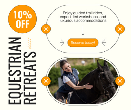 Platilla de diseño Equestrian Retreats With Trail Rides And Discounts Facebook