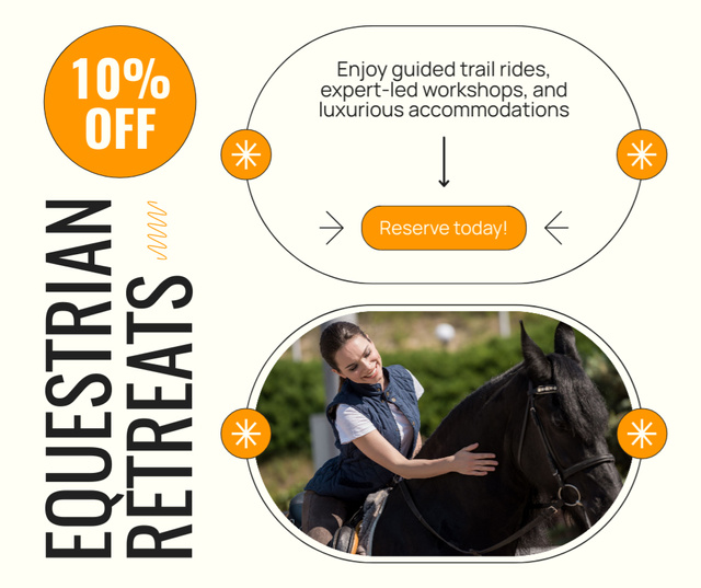 Plantilla de diseño de Equestrian Retreats With Trail Rides And Discounts Facebook 