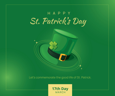 St. Patrick's Day -juhlat, jossa on vihreä hattu Facebook Design Template