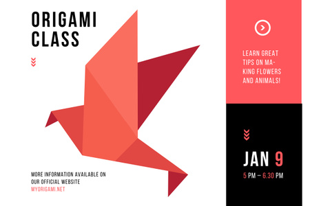 Origami class Invitation Poster 24x36in Horizontal Design Template