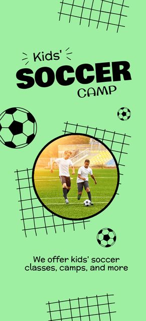 Kids' Soccer Camp Ad with Happy Boys Flyer 3.75x8.25in Design Template