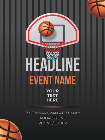 Ontwerpsjabloon van Poster US van Aankondiging van het basketbaltoernooi