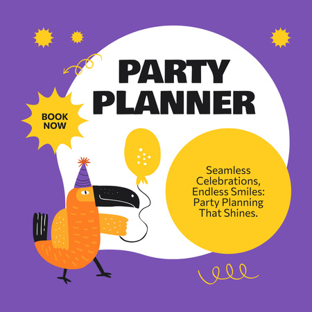 Event Planning with Fun Parrot Instagram AD Design Template
