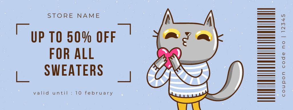 Discount on Sweaters for Valentine's Day Coupon Design Template