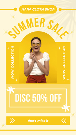 Happy Woman on Summer Offer Ad Instagram Video Story Design Template