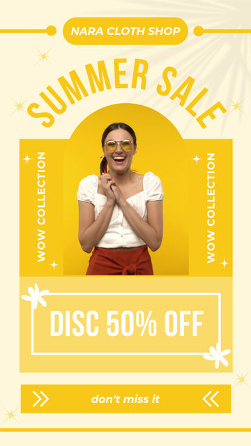 Designvorlage Happy Woman on Summer Offer Ad für Instagram Video Story