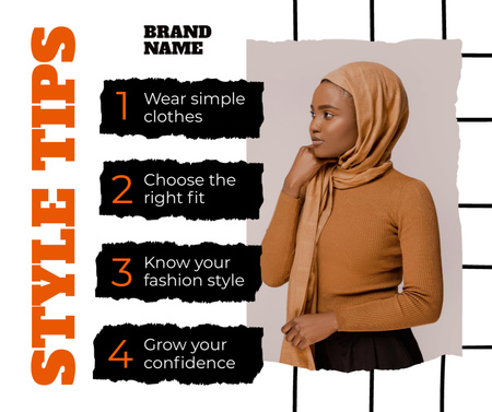 Tips for Style with Woman in Hijab Facebook Design Template