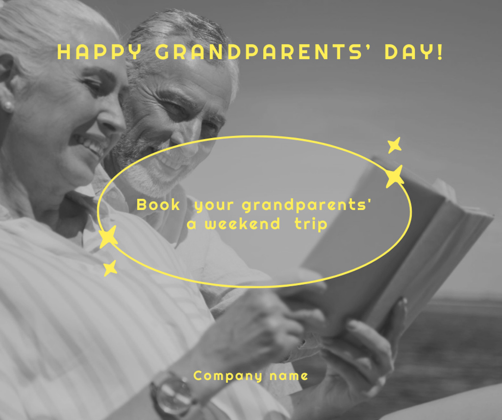 Grandparents' Day Greeting with Happy Elder Couple Facebook Tasarım Şablonu