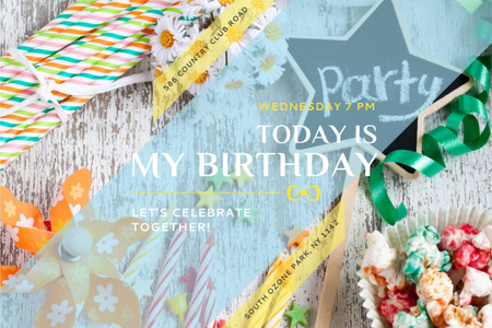 Template di design Invito festa di compleanno con fiocchi e nastri Gift Certificate