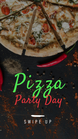 pizza party päivä juhlii ruokaa Instagram Story Design Template