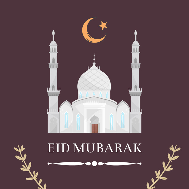 Plantilla de diseño de Festive Congratulations on Eid Mubarak With Illustration Instagram 