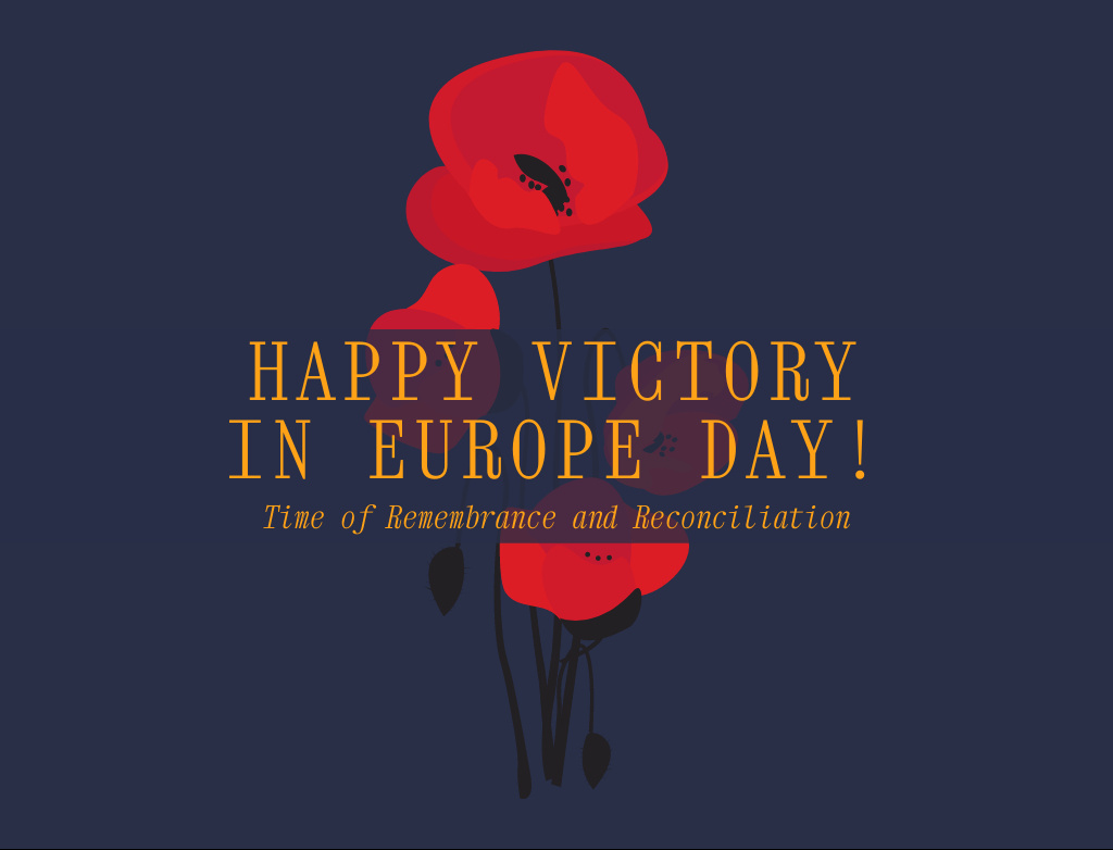 Modèle de visuel Victory Day Celebration Announcement in May on Blue - Postcard 4.2x5.5in