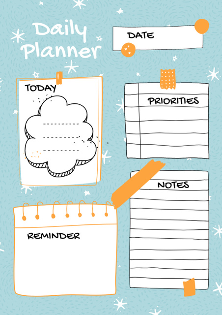 Cartoon To Do List in Blue Schedule Planner Πρότυπο σχεδίασης