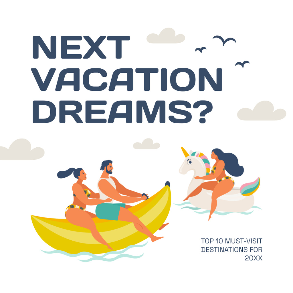 Best Seaside Places For Vacation With Social Media Trends Instagram Design Template