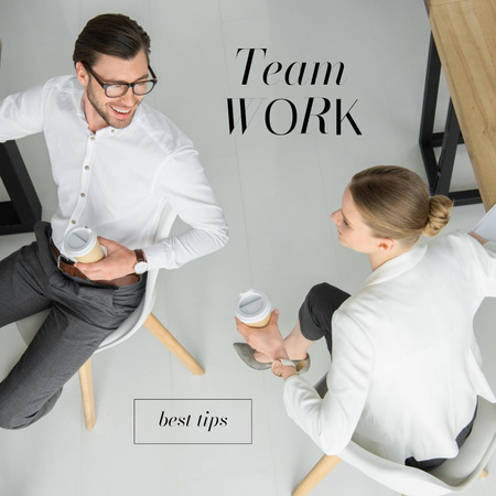 Ontwerpsjabloon van Instagram van Team Work concept with Colleagues in office