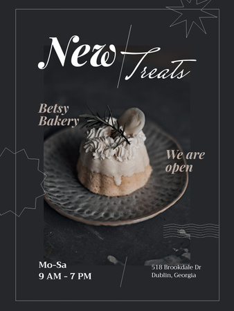 Ontwerpsjabloon van Poster US van Cafe Opening Announcement with Yummy Cupcake