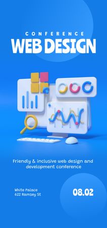 Web Design Conference Announcement Flyer DIN Large Modelo de Design