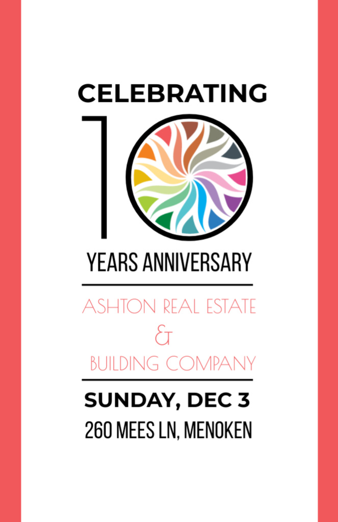 Lovely Real Estate Agency Celebrating Anniversary On Sunday Invitation 5.5x8.5in Design Template