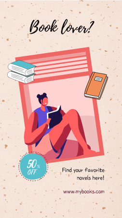 Discount Offer for Book Lovers Instagram Story Πρότυπο σχεδίασης