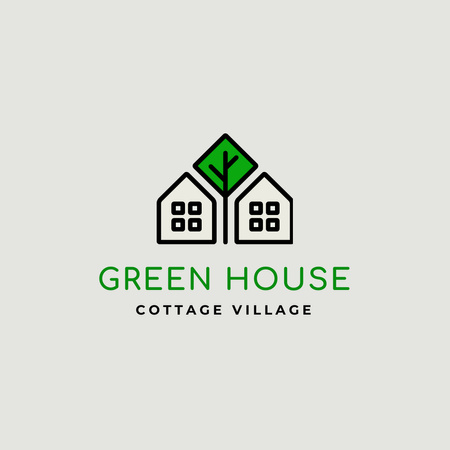 Green Housing Offer Announcement Logo 1080x1080pxデザインテンプレート