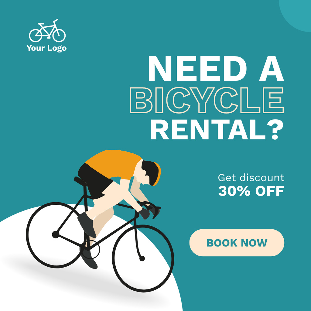 Designvorlage Discount on Rental Bicycles für Instagram