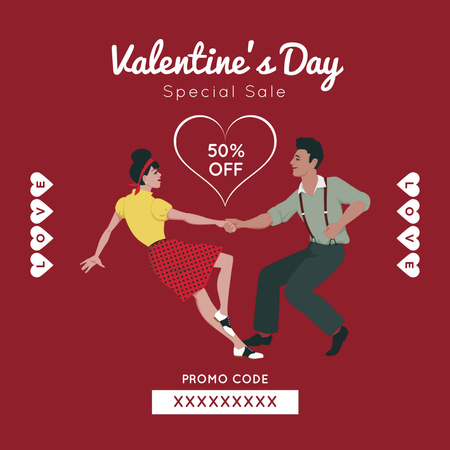 Platilla de diseño Valentine's Day Discount Offer with Dancing Couple Instagram AD