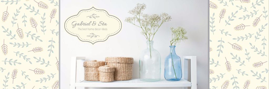 Ontwerpsjabloon van Twitter van Home Decor Store ad with Vases and Baskets