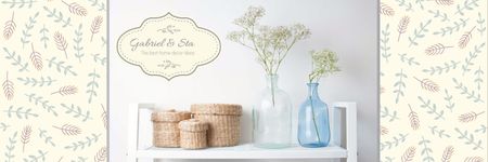 Home Decor Store ad with Vases and Baskets Twitter Design Template