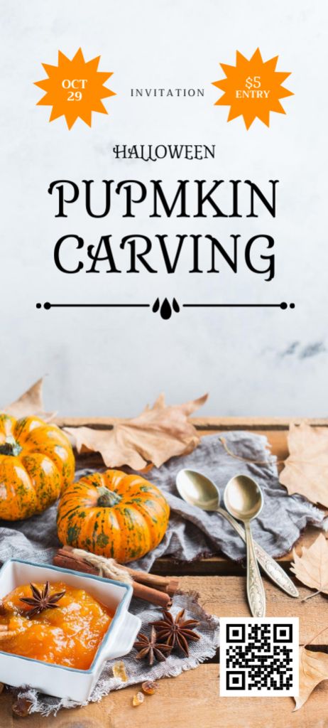 Pumpkin Carving Announcement Invitation 9.5x21cm – шаблон для дизайну