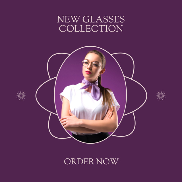 New Eyewear Collection Purple Instagram Tasarım Şablonu