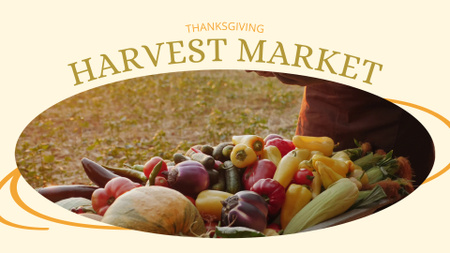 Ripe Fruits And Vegetables On Harvest Market On Thanksgiving Full HD video Design Template