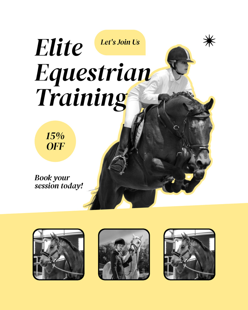 Ontwerpsjabloon van Instagram Post Vertical van Prestigious Equine Training Center At Lowered Costs