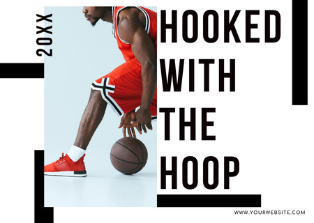 Plantilla de diseño de Jugador en Basketball Fan's Cool Postcard 