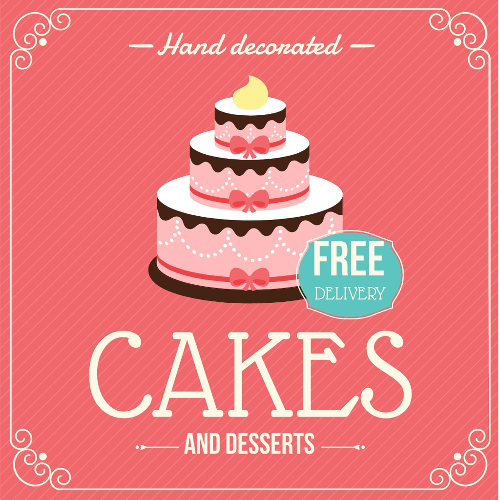 Ontwerpsjabloon van Instagram van Cakes and desserts Delivery Advertisement