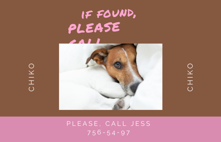 Ontwerpsjabloon van Flyer 5.5x8.5in Horizontal van Verloren hond aankondiging met schattige puppy