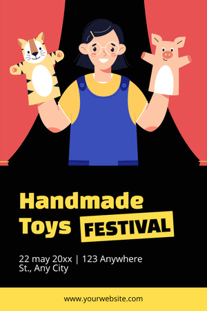 Kézzel készített játékok fesztivál hirdetmény Pinterest tervezősablon