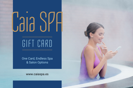 Spa Offer with Woman Relaxing in Hot Water Gift Certificate Design Template