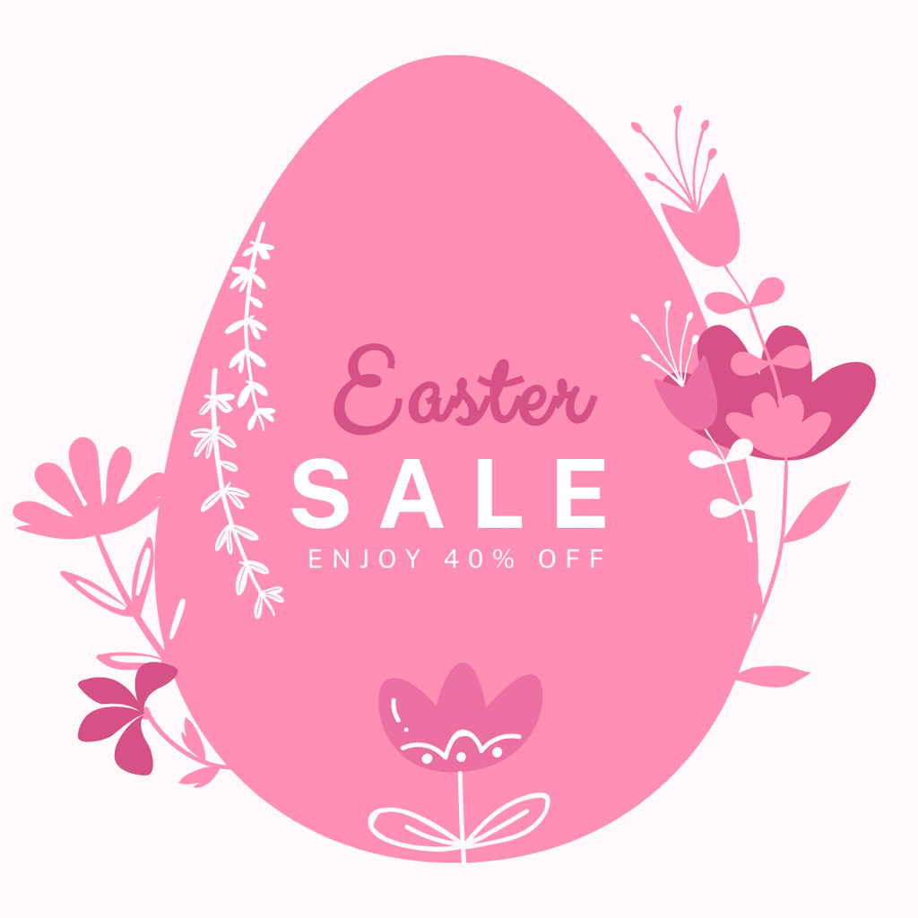 Easter Sale Announcement with Pink Egg Instagram Tasarım Şablonu