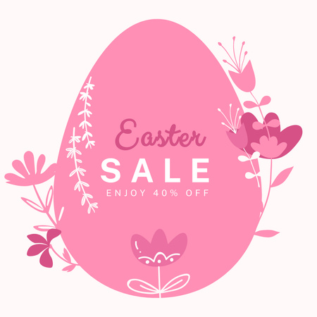 Platilla de diseño Easter Sale Announcement with Pink Egg Instagram
