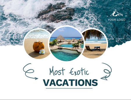 Plantilla de diseño de Exotic Vacations Offer With Ocean View Postcard 4.2x5.5in 