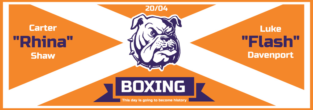 Boxing Match Announcement Bulldog on Orange Background Tumblr Modelo de Design