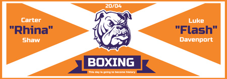 Boxing Match Announcement Bulldog on Orange Background Tumblr Design Template