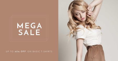Designvorlage Fashion Sale Ad with Attractive Blonde für Facebook AD